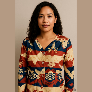 Roper Vintage Western Shirt Women's Small | Aztec Print Pearl Snap